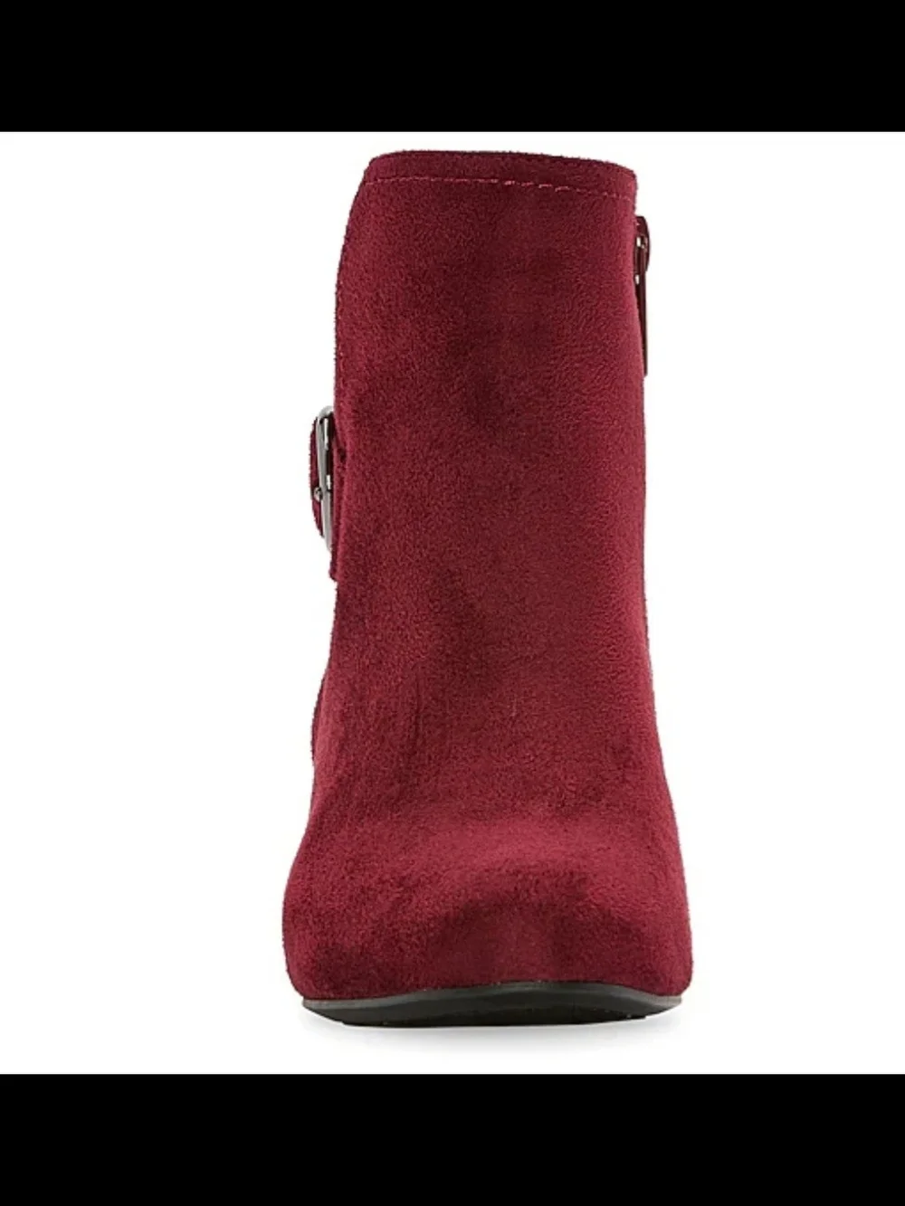 NEW. Burgundy (Wine) Suede Ankle Booties Wedge Heel side zip - Picture 6 of 7